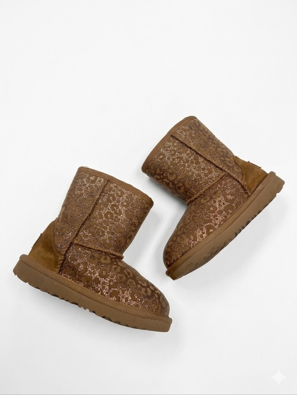 UGG Kids Brown Glitter Leopard Classic Short Boots
